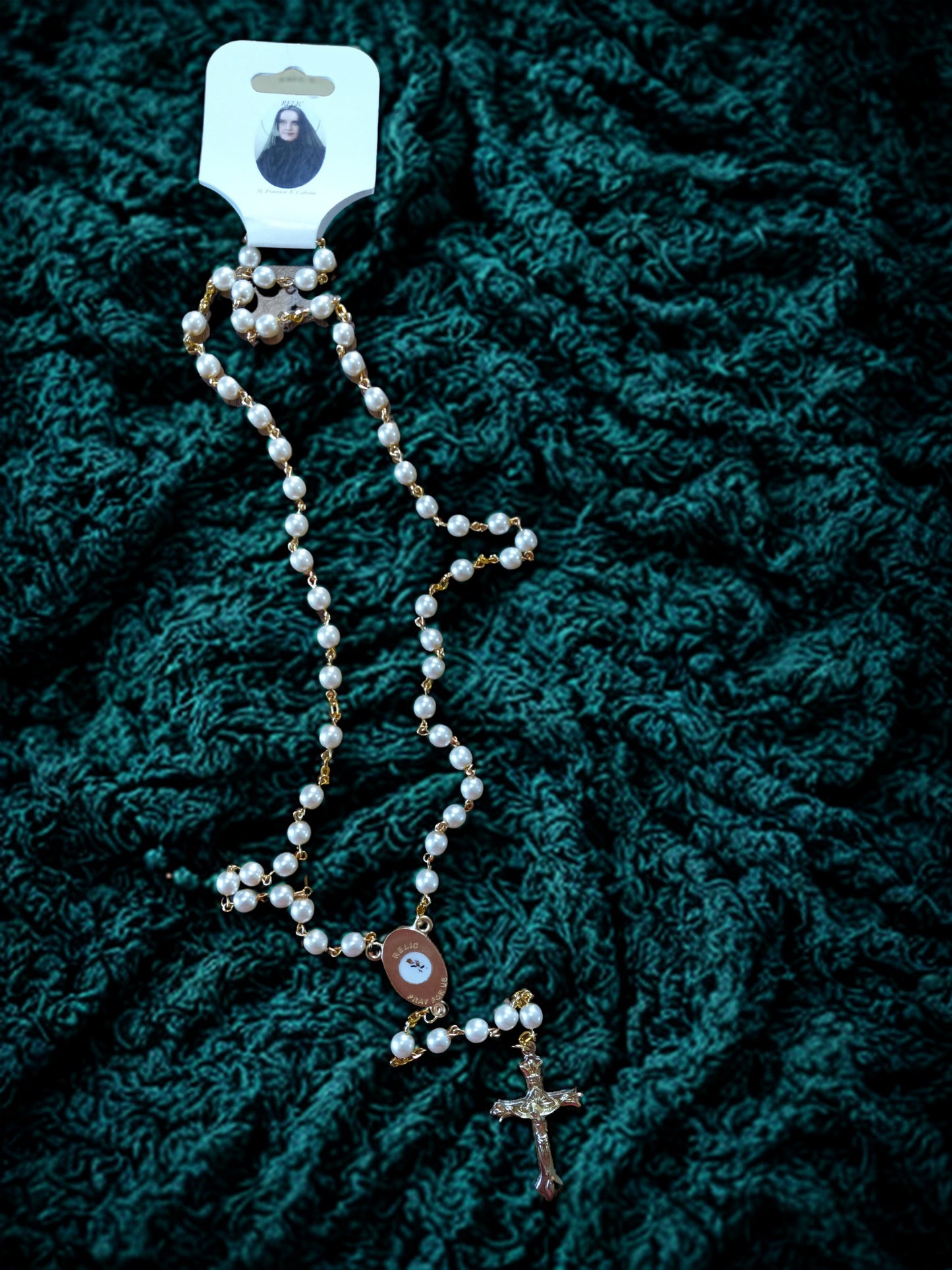 Cabrini Rosary Relic Cream Gold